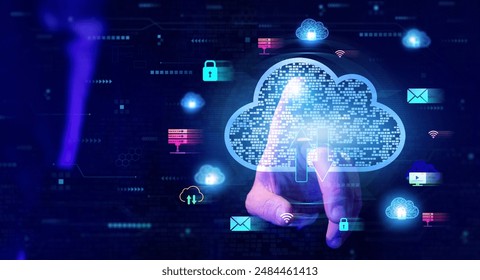 Cloud technology computing network. Backup and data storage. Networking and digital online service concept.Edge technology.