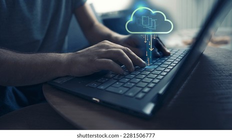 Cloud technology concept, data storage. 