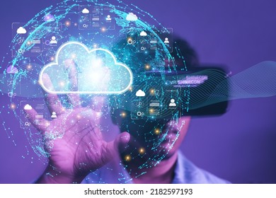 cloud technology concept Global network of metaverse systems exchange of information global business Megatrends on the Internet for Telecommunication
