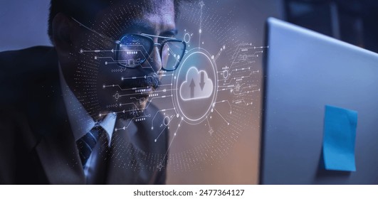 cloud technology concept Global network of metaverse systems exchange of information global business Megatrends on the Internet for Telecommunication	