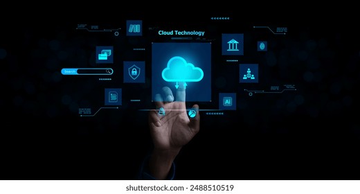 cloud technology concept Global network of global business Megatrends on the Internet for Telecommunication