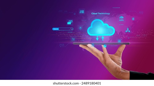 cloud technology concept Global network of global business Megatrends on the Internet for Telecommunication.
