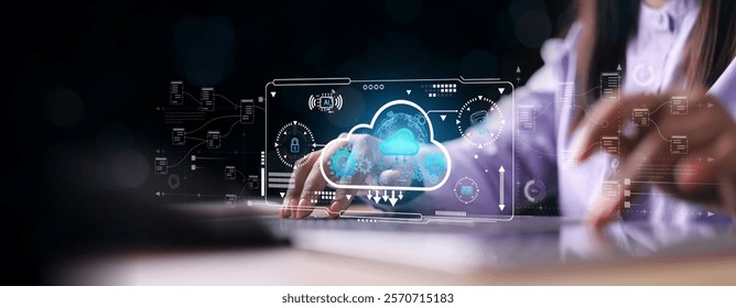 Cloud technology concept Global network of global business Megatrends on the Internet for Telecommunication.