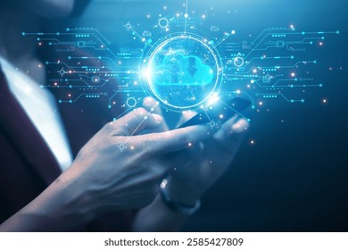cloud technology concept Global network of metaverse systems exchange of information global business Megatrends on the Internet for Telecommunication