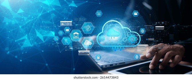 cloud technology concept Global network of global business Megatrends on the Internet for Telecommunication.