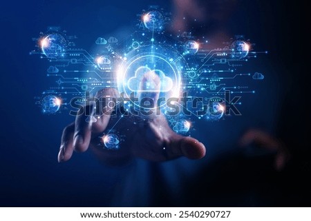 cloud technology concept Global network of metaverse systems exchange of information global business Megatrends on the Internet for Telecommunication	