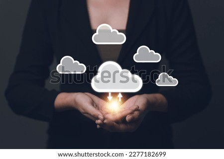 Cloud technology concept. Mass storage. The concept of network connection and internet service. Online transaction data transfe