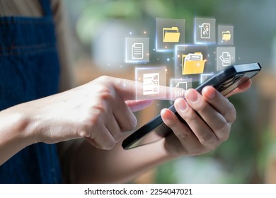 Cloud technology and Data storage concept, Concept of Exchange information and data with internet cloud technology.FTP(File Transfer Protocol) files receiver. File sharing isometric.rring documents	