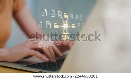 Cloud technology and Data storage concept, Concept of Exchange information and data with internet cloud technology.FTP(File Transfer Protocol) files receiver. File sharing isometric.rring documents	