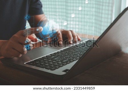 Cloud technology and Data storage concept. Concept of Exchange information and data with Internet cloud technology. Global Internet connection. Digital system for transferring documents. FTP.