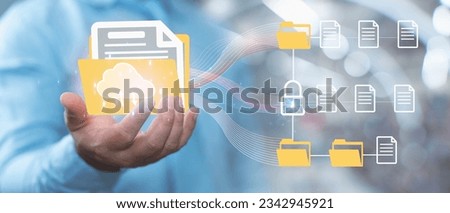 Cloud technology and Data storage concept, Concept of Exchange information and data with internet cloud technology.FTP(File Transfer Protocol) files receiver. File sharing isometric.rring documents.
