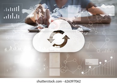 Cloud technology. Data storage. Networking and internet service concept.