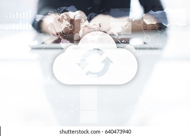 Cloud technology. Data storage. Networking and internet service concept.