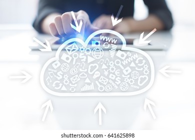 Cloud technology. Data storage. Networking and internet service concept.