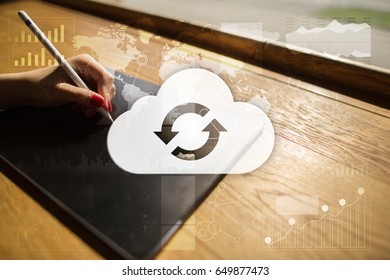 Cloud technology. Data storage. Networking and internet service concept.