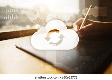 Cloud technology. Data storage. Networking and internet service concept.