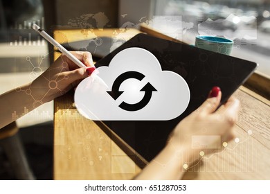 Cloud technology. Data storage. Networking and internet service concept.