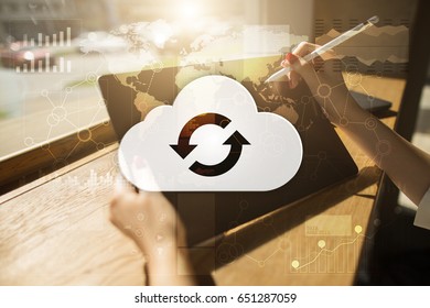 Cloud technology. Data storage. Networking and internet service concept.