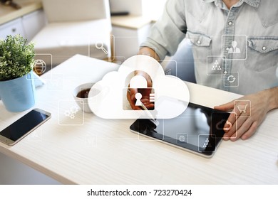 Cloud technology. Data storage. Networking and internet service concept.