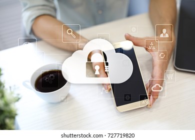Cloud technology. Data storage. Networking and internet service concept.