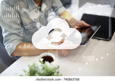 Cloud technology. Data storage. Networking and internet service concept.
