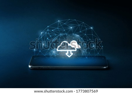 Cloud technology icon on smart phone for 5G & online concept