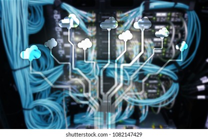 Cloud technology, networking, data storage. Internet concept.