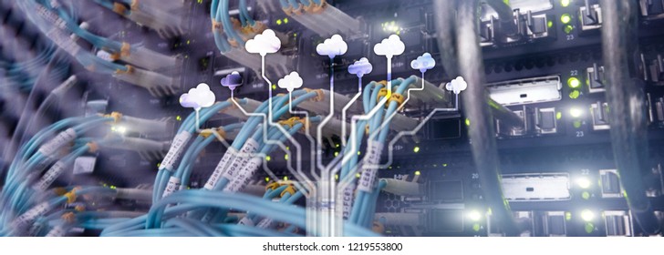 Cloud technology, networking, data storage. Internet concept.