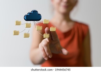 Cloud technology. Polygonal wireframe art looks like constellation