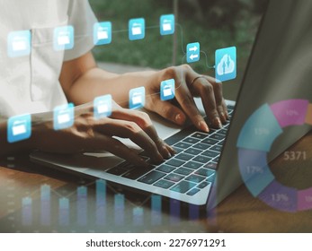 cloud technology storage searching for document files The concept of networks and internet services.