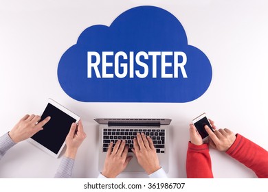 Cloud technology with a word REGISTER