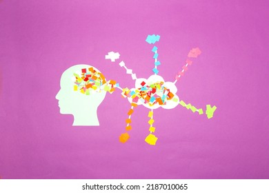 cloud that collects data from various sides and delivers it to the human head that is connected to the cloud, creative art design