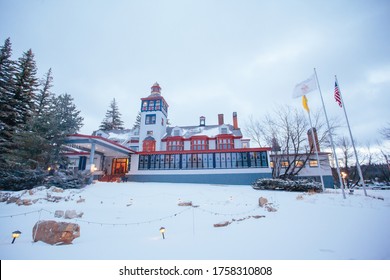 Cloudcroft, USA - January 30 2013: The Lodge Hotel In Town Of Cloudcroft In New Mexico After A Winter Snow Storm