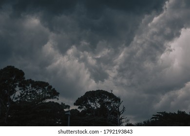 Cloudless, Dark, Stormy Sky. Hurricane Season 2020 In Florida, USA.