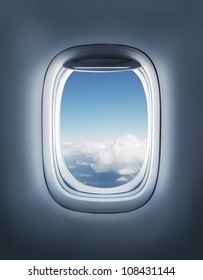 clouds in the aircraft's porthole