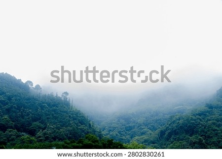 Clouds come down from the top of the mountain