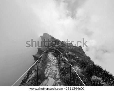 Clouds create a mystifying backdrop to this high Madeiran peak.
