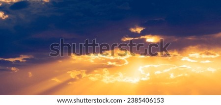 Clouds dawn sunset romance. Endless horizons and the setting sun. The sun says goodnight again