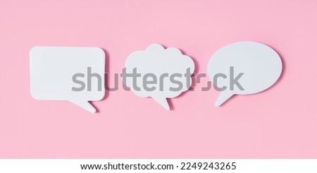 Clouds of dialogue. Form for letter or text. Thought concept. Chat icons on a pink background. 3D visualization. 3D image. Copy space.