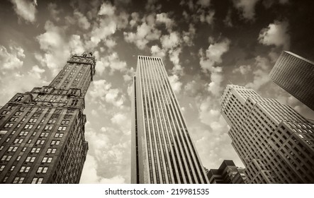 Clouds and dramatic sky above Modern Skyscrapers, U.S.A.