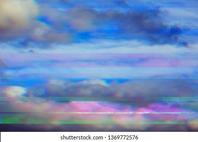 Clouds with glitch effect, the concept of ecological disaster