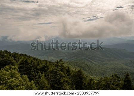 Clouds Hanging Low Over The Mountains Near Mount Sterling in Great Smoky Mountains National Park
