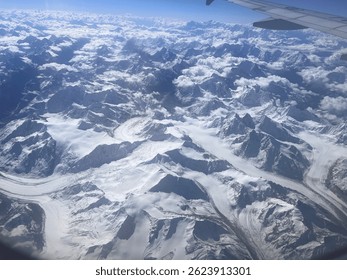 Clouds and mountains seen from the plane 