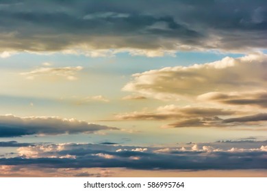 Clouds on sky at sunset.