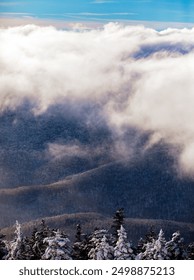 Clouds over the mountains in the Winter
