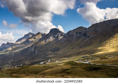 Clouds over Sella Pass in Dolomites