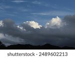 The clouds and a pelican in Aguadilla, Puerto Rico