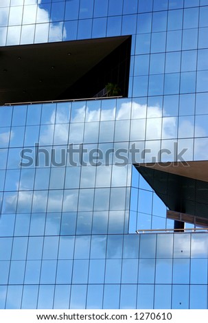 Clouds reflections shot on an office building