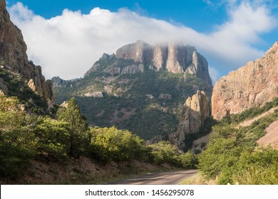 Clouds rolling over the mountaintops of the Chisos Basin in Big Bend National Park (Texas).