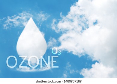 Clouds Shaped Like Water Drops Of Ozone On Blue Sky Background.